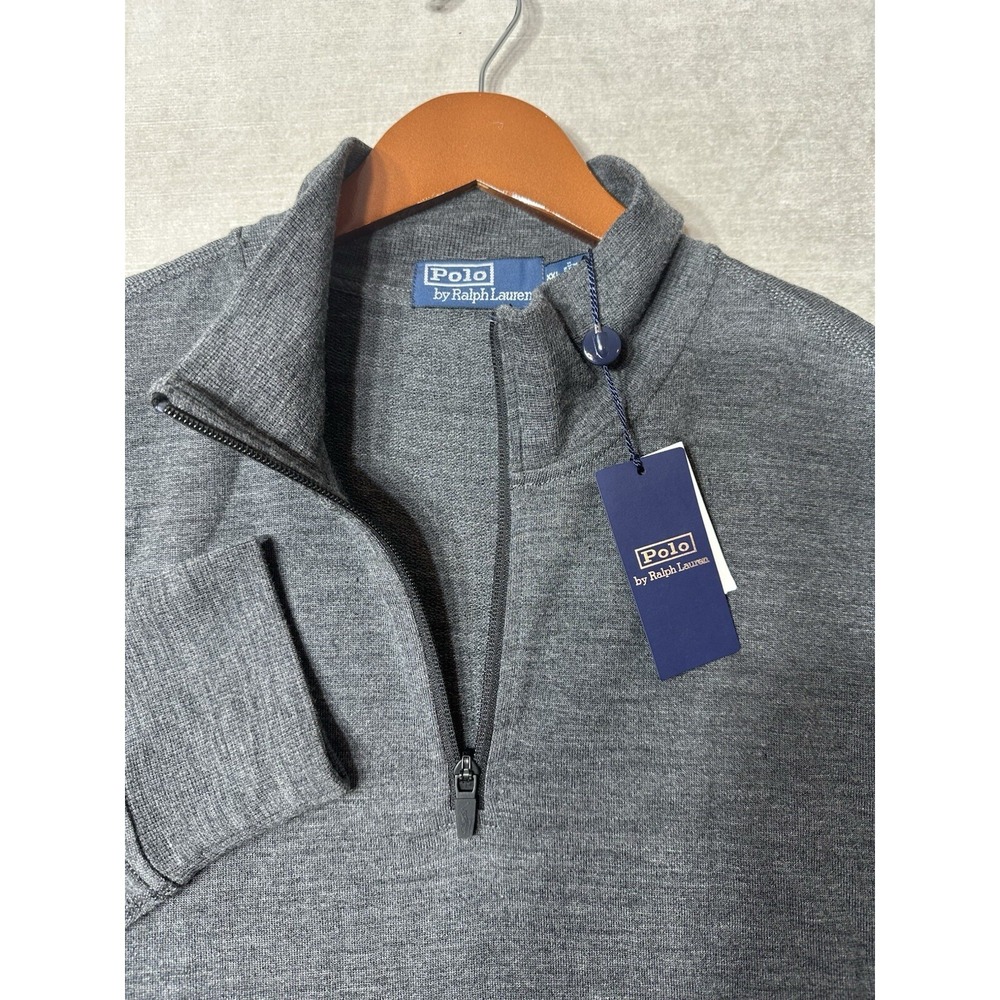 NWTS Polo Ralph Lauren Classics 100% Wool 1/4 Zip Pullover Mens Sweater Grey 2XL